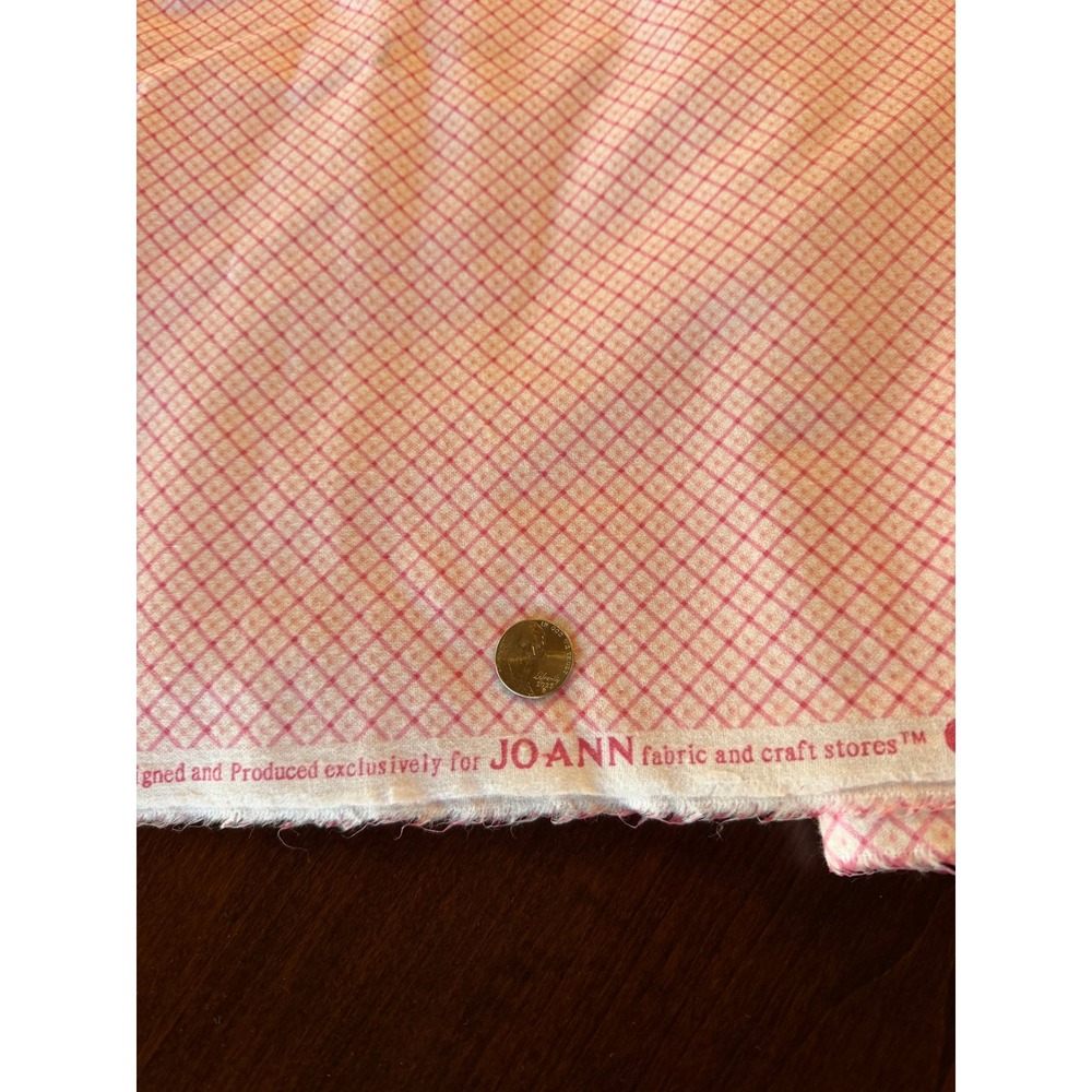 Vintage JOANN Fabric Pink Lattice Floral Cotton Quilting Craft Material 2.5 Yd